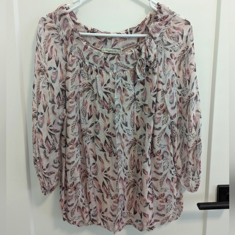 Viola Borghi Silk Blend 3/4 Sleeve Blouse Size L